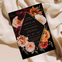 Dark Moody Bourgogne Sinaasappel Rust Bloemenbruil Kaart