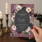 Dark Moody Bourgogne Zwart Ovaal Bloemen Lijst Kaart