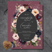 Dark Moody Bourgogne Zwart Ovaal Bloemen Lijst Kaart