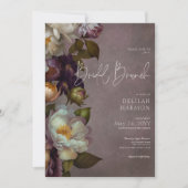 Dark Moody Bourgondië & Cream Bloemen Bruidsbrunch Kaart (Voorkant)