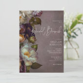 Dark Moody Bourgondië & Cream Bloemen Bruidsbrunch Kaart (Staand voorkant)