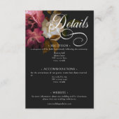 Dark Moody Bourgondië & Crème Pioenen Zwart Detail Informatiekaartje (Voorkant)