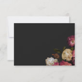 Dark Moody Bourgondië & Crème Pioenen Zwart Detail RSVP Kaartje (Achterkant)