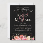 Dark Moody Bruiloft Monogram Blush Winter Roos Kaart (Achterkant)