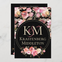 Dark Moody Bruiloft Monogram Blush Winter Roos