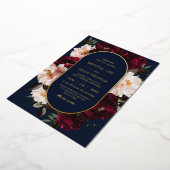 Dark Moody Burgundy Blush Navy Blue Floral Wedding Folie Uitnodiging (Gedraaid)