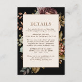 Dark Moody Burgundy & Maroon Floral Wedding Detail Informatiekaartje (Voorkant)