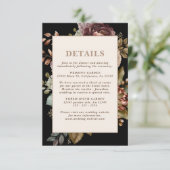Dark Moody Burgundy & Maroon Floral Wedding Detail Informatiekaartje (Staand voorkant)