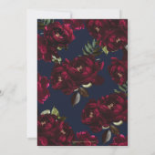 Dark Moody Burgundy Navy Blue Floral Wedding Kaart (Achterkant)
