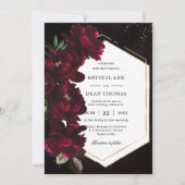 Dark Moody Burgundy Peonies Floral Wedding Kaart (Voorkant)
