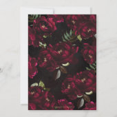 Dark Moody Burgundy Peonies Floral Wedding Kaart (Achterkant)