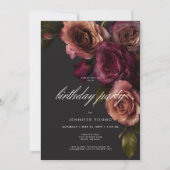 Dark Moody Burgundy Rust Roos Blooms Verjaardag Kaart (Voorkant)