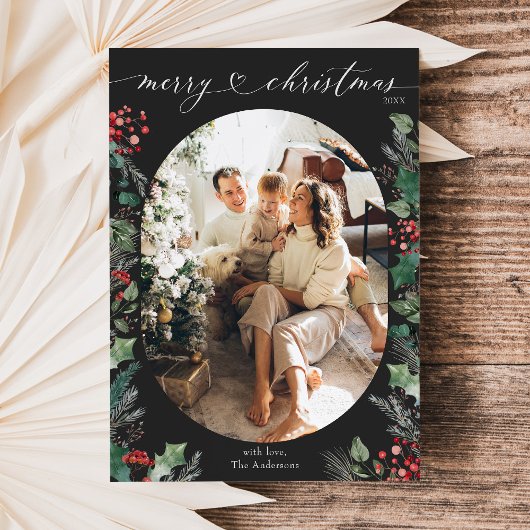 Dark Moody Chic Botanische Foto Xmas Kaart