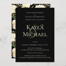 Dark & Moody Custom Wedding Monogram Cream Roos Kaart