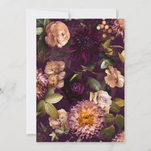 Dark & Moody Dramatische Paarse Bloemen Vrijgezell Kaart (Achterkant)