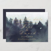 Dark Moody Etheral Forest Wedding Save the Date Kaart (Voorkant / Achterkant)