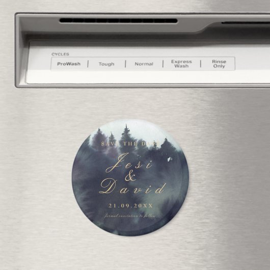 Dark Moody Etheral Forest Wedding Save the Date Magneet (Insitu (Vaatwasser))