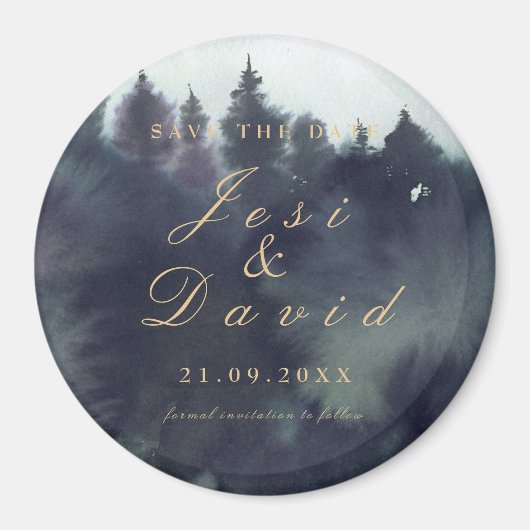 Dark Moody Etheral Forest Wedding Save the Date Magneet (Voorkant)