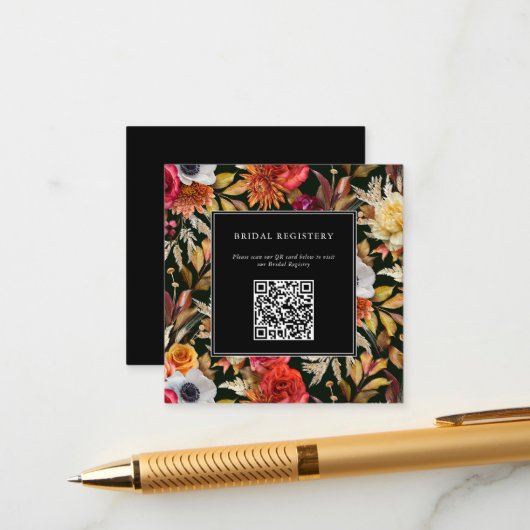 Dark Moody Fall Romantic Bridal Shower Informatiekaartje (Voorkant / Achterkant in situ)