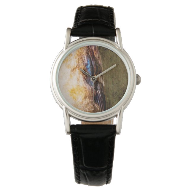 Dark Moody Feather Abstract Designer Watch  Horloge (Voorkant)