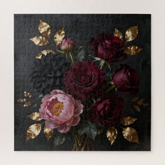 Dark Moody Floral Bouquet Legpuzzel (Verticaal)
