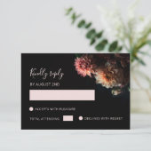 Dark Moody Floral Chrysanthemum RSVP Kaartje (Staand voorkant)