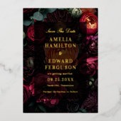 Dark Moody Floral Elegant Wedding Save the Date Folie Uitnodiging (Voorkant)