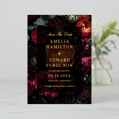 Dark Moody Floral Elegant Wedding Save the Date Folie Uitnodiging (Staand Voorkant)