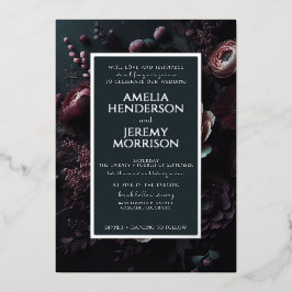 Dark Moody Floral Folie Uitnodiging