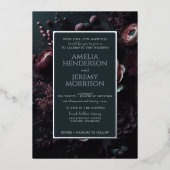 Dark Moody Floral Folie Uitnodiging (Voorkant)