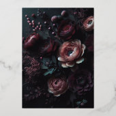 Dark Moody Floral Folie Uitnodiging (Achterkant)