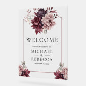 Dark Moody Floral Frame Wedding Welcome Acryl Bord (Hoek)