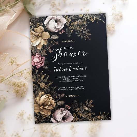 Dark Moody Floral Gothic Vrijgezellenfeest Kaart
