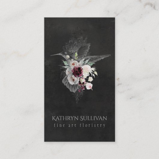 Dark Moody Floral Hummingbird Visitekaartje (Voorkant)