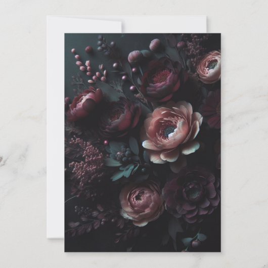 Dark Moody Floral Kaart (Achterkant)