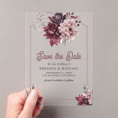 Dark Moody Floral Lijst Wedding Save the Date Acryl Uitnodigingen (Insitu (Draagbaar))