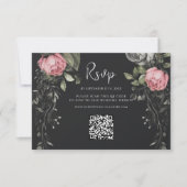 Dark Moody Floral QR Code Bruiloft RSVP Kaartje (Voorkant)