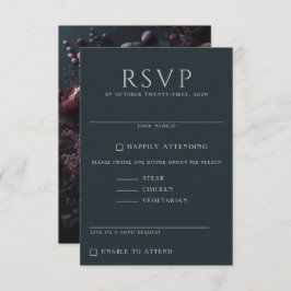 Dark Moody Floral RSVP Kaartje