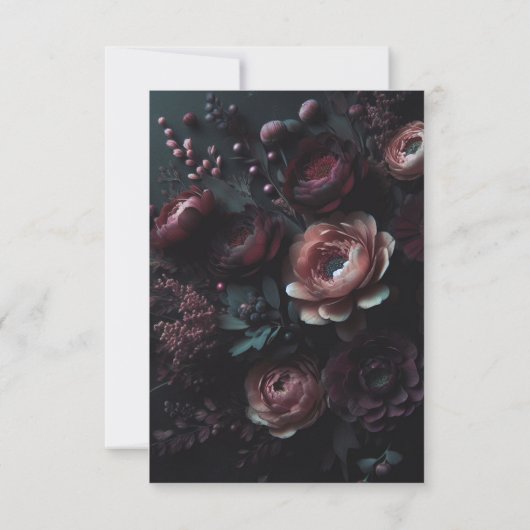 Dark Moody Floral RSVP Kaartje (Achterkant)