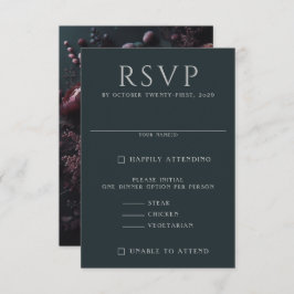 Dark Moody Floral RSVP Kaartje
