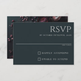 Dark Moody Floral RSVP Kaartje