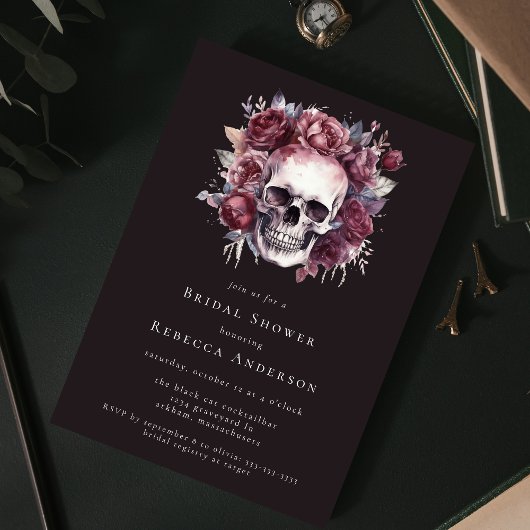 Dark Moody Floral Skull Gotisch Vrijgezellenfeest Kaart