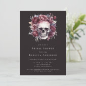 Dark Moody Floral Skull Gotisch Vrijgezellenfeest Kaart (Staand voorkant)