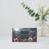 Dark Moody Floral Starry Night Full Moon Visitekaartje (Staand voorkant)