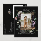 Dark Moody Floral Wedding Dank je wel foto Briefkaart (Voorkant / Achterkant)