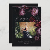 Dark Moody Floral Wedding Thank You Bedankkaart (Voorkant / Achterkant)