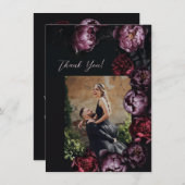 Dark Moody Floral Wedding Thank You Bedankkaart (Voorkant / Achterkant)
