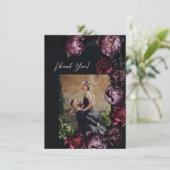 Dark Moody Floral Wedding Thank You Bedankkaart (Staand voorkant)
