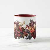 Dark Moody Florals Bourgogne Maroon Koraal Wit Mok (Midden)