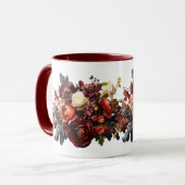 Dark Moody Florals Bourgogne Maroon Koraal Wit Mok (Voorkant links)